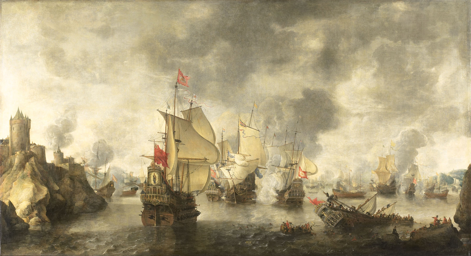 Battle of the combined Venetian and Dutch fleets against the Turks in the Bay of Foja 1649 (Abraham Beerstratenm, 1656)