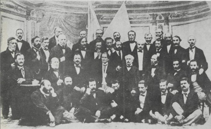 Historic photo of the Ionian Parliament delegates who voted for union with Greece on October 5, 1863